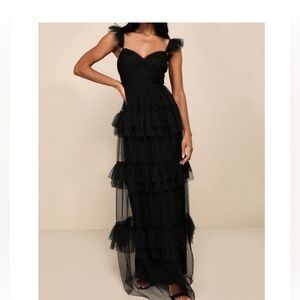 Lulus black bridesmaid dress: swiss dot pure radiance dress